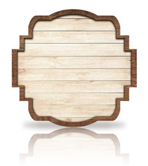 Wall Mural - brown wooden ornate signboard, reflection on white, dark frame
