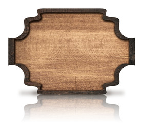 Wall Mural - brown wooden ornate signboard and reflection, with dark frame on
