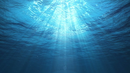 underwater sun rays in the ocean (loop)