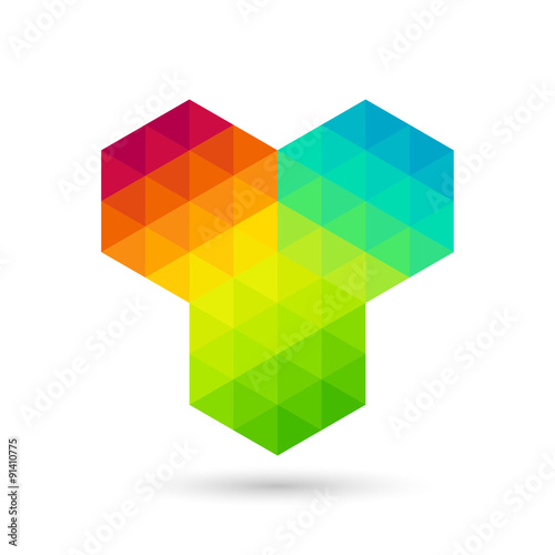 Hexagon abstract geometric colorful. Low poly vector illustratio