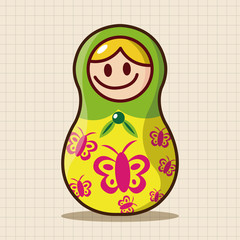 Matryoshka , Russian traditional wooden doll, vector pattern, el