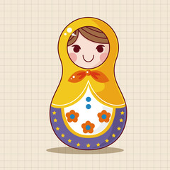 Matryoshka , Russian traditional wooden doll, vector pattern, el