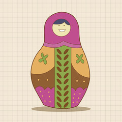 Matryoshka , Russian traditional wooden doll, vector pattern, el