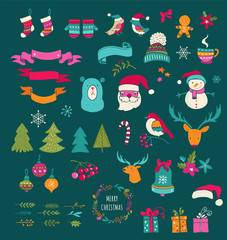  Christmas Design Elements - Doodle Xmas symbols, icons