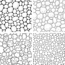 Seamless Pattern With Stones. Vector Set Of Backgrounds With Pebble At Engraving Style.