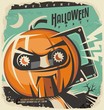 © lukeruk - Halloween retro party invitation card concept