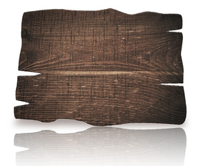 Wall Mural - old weathered scratched wooden signboard, plank and reflection