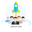 Leinwandbild Motiv Project Start-up. Flat Design Icon. Start-up Team.