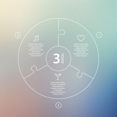 Poster - Business concept with options, parts, steps or processes. Circle puzzle infographic. Template for cycle diagram, graph, presentation and round chart. Vector blur background.