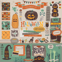 Halloween Scrapbook Set - Decorative Elements.