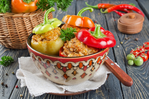 Naklejka ścienna Peppers stuffed with rice and meat