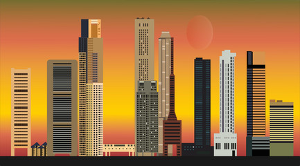 Poster - singapore city skyline