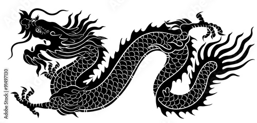 Fotografie, Tablou Silhouette of Chinese dragon crawling