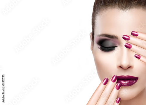 Fotografie, Obraz Beauty and Makeup concept. Luxury Nails and Make-up