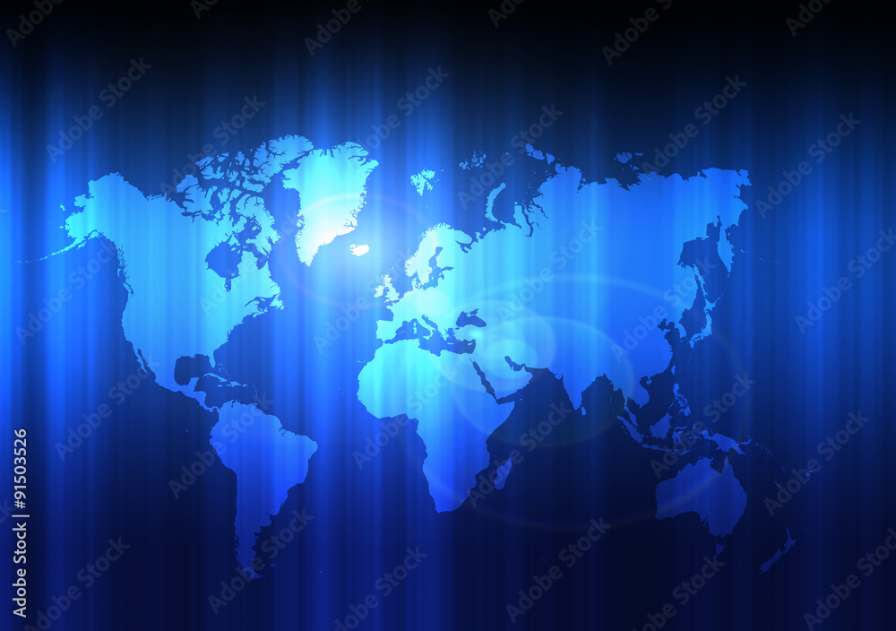 Modern blue world map background