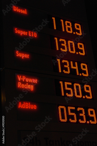 Fotografie, Tablou Digital sign showing the gasoline prices in Germany