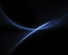 Blue Fractal Curved Lines Over Black Background