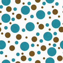 Teal, Brown And White Polka Dot Tile Pattern Repeat Background