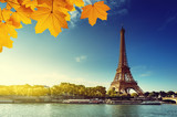 Fototapeta Boho - Seine in Paris with Eiffel tower in autumn season
