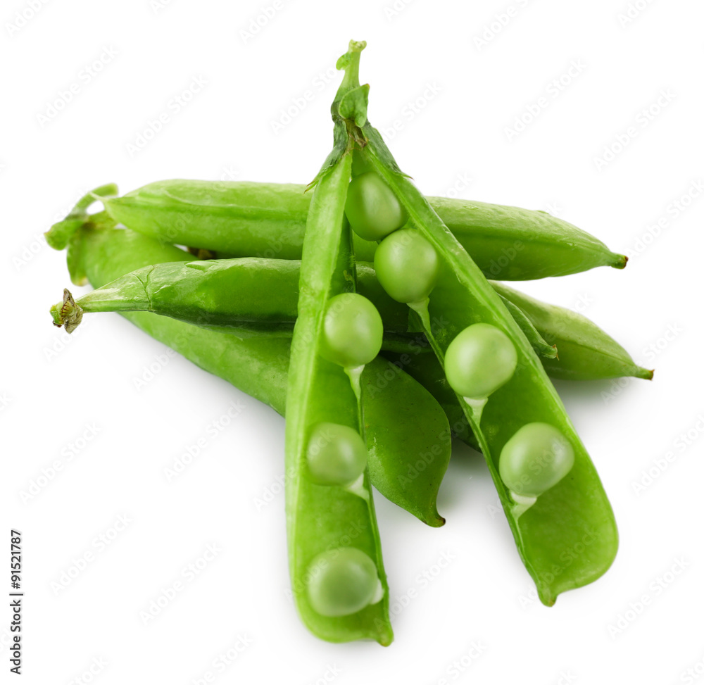 Pea pods isolated on white