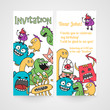 © nuclear_lily - Card with abstract monsters pattern. Invitation for birthday.