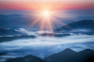 Wall Mural - Mountain sunrise