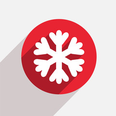 Canvas Print - Vector modern snowflake red circle icon 