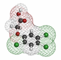 Sticker - 2,4,5-trichlorophenoxyacetic acid (2,4,5-T) herbicide molecule.