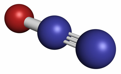 Wall Mural - Nitrous oxide (NOS, laughing gas, N2O) molecule. 