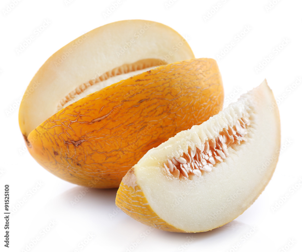 Sliced fresh melon isolated on white