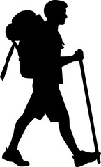 man hiking with stick