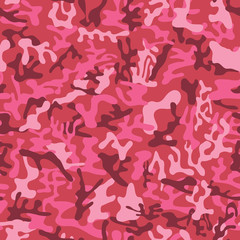 Poster - Seamless pink military camouflage pattern for female soldiers - Vector and illustration