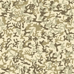 Poster - Seamless green, brown and grey colored military camouflage pattern for land disguise - Vector and illustration