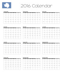 Wall Mural - 2016 Calendar with the Flag of Antartica