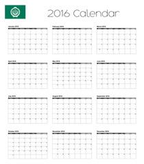 Wall Mural - 2016 Calendar with the Flag of Arab League