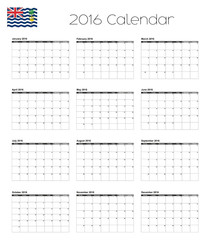 Wall Mural - 2016 Calendar with the Flag of British Indian Ocean Territory