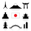Japan Landmarks Icon Set.