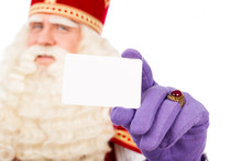 Sinterklaas  With Business Card On White Background