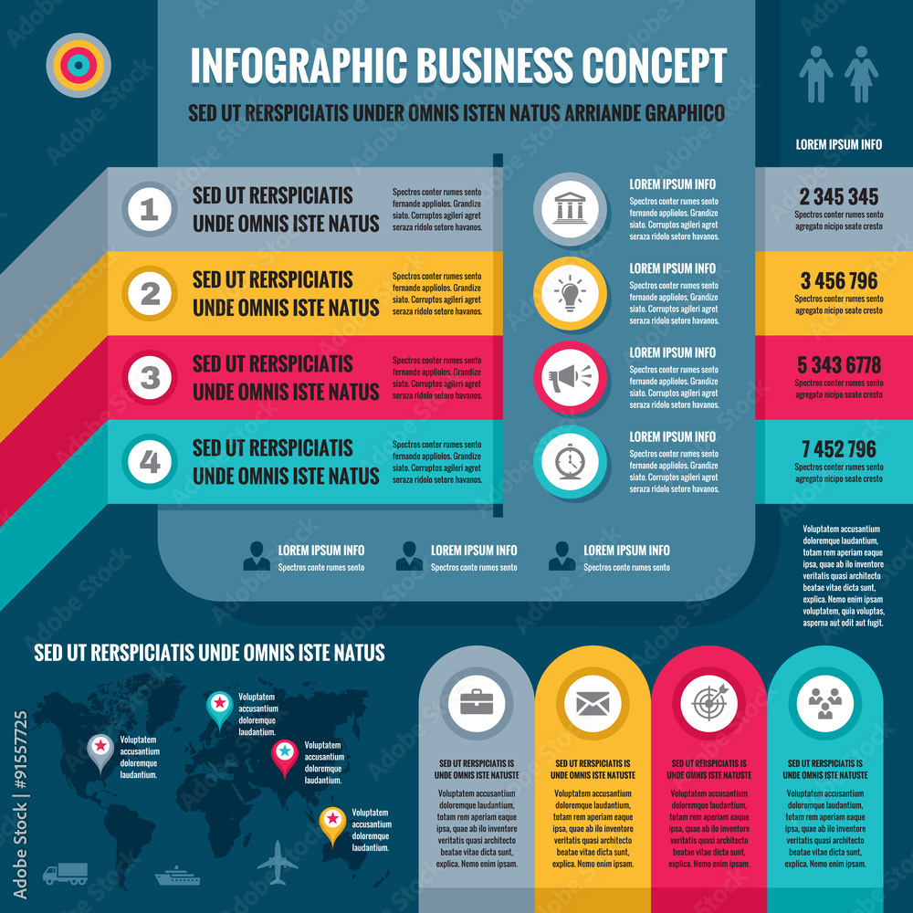 Business infographic concept layout in flat design style for ...