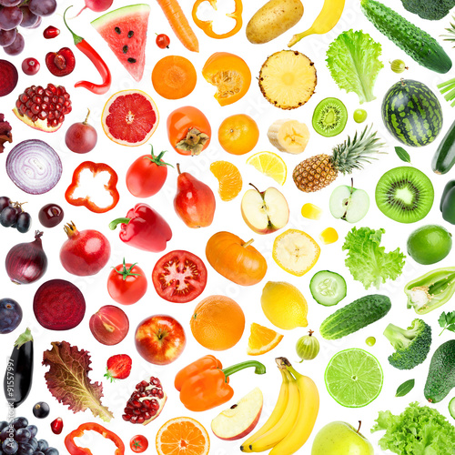 Naklejka - mata magnetyczna na lodówkę Collection of fruits and vegetables