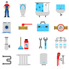 Canvas Print - Plumbing Icons Set