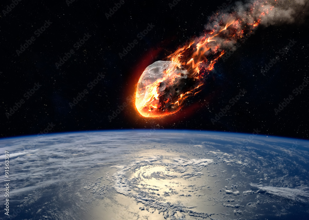Meteor świecący, gdy wchodzi do atmosfery ziemskiej - obrazy, fototapety, plakaty 