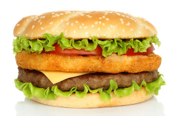 Poster - Big hamburger on white background