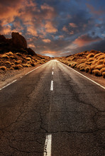 Road Through Sunset Desert