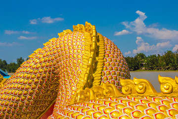 Wall Mural - The Big Naga snake guarding Thai temple