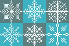Six Pixel Snowflakes