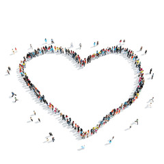 Canvas Print - people  shape  heart cartoon crowd