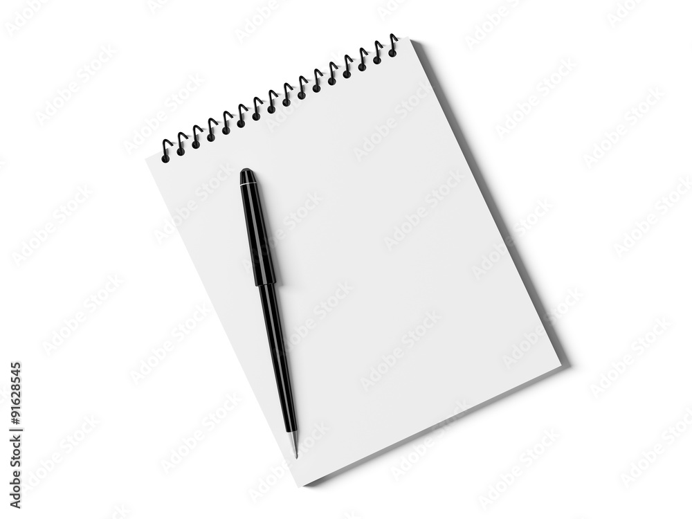 Without Writing Note Note Paper Blank note paper with pen. isolated on white. Stock Illustration ...