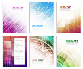Poster - Set of business flyer template, brochure or corporate banner with abstract technology pattern