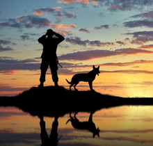  Silhouette Of A Dog And A Soldier